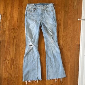 Raw Hem Light Blue Denim Jeans